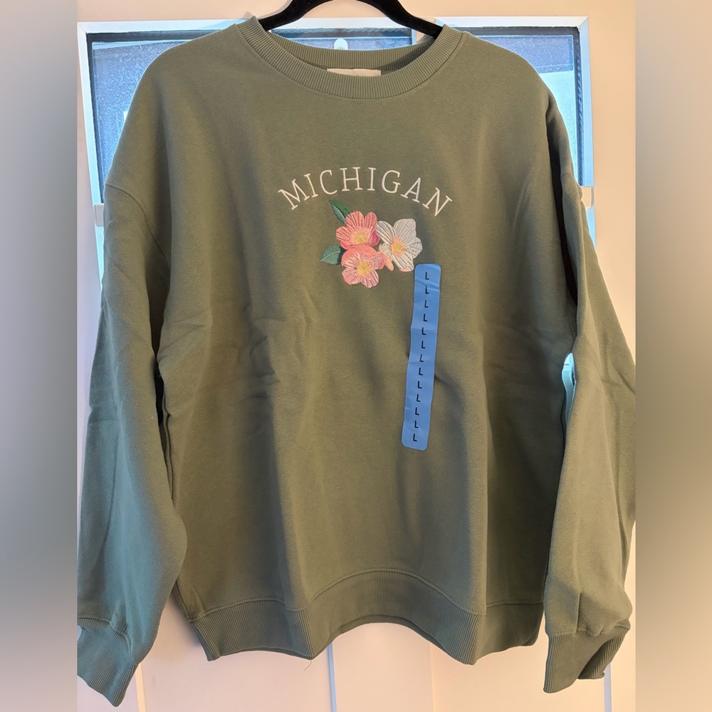 State of Mind Green Floral Crew Neck Sweatshirt